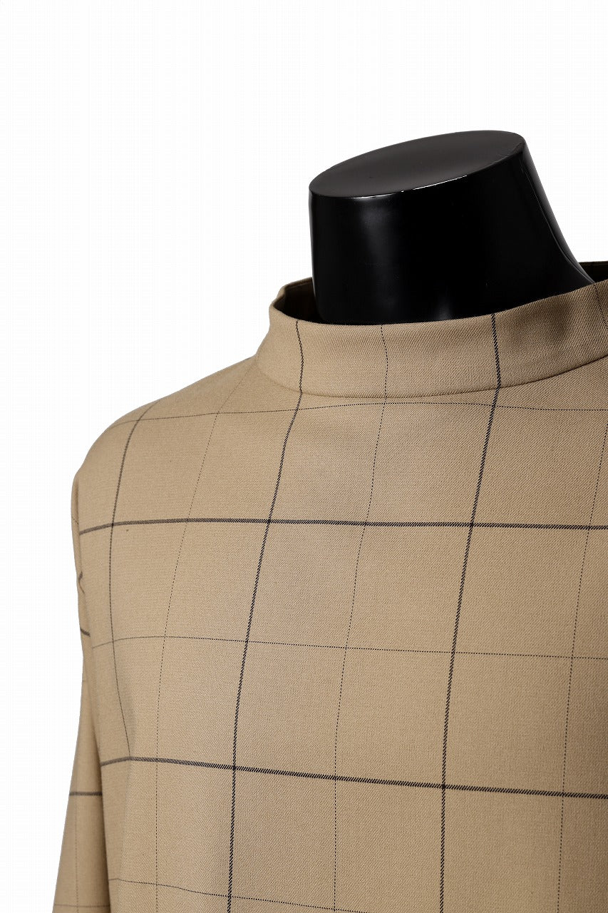 N/07 exclusive MOCK NECK PULLOVER / WINDOWPANE CHECK TR TWILL (BEIGE)