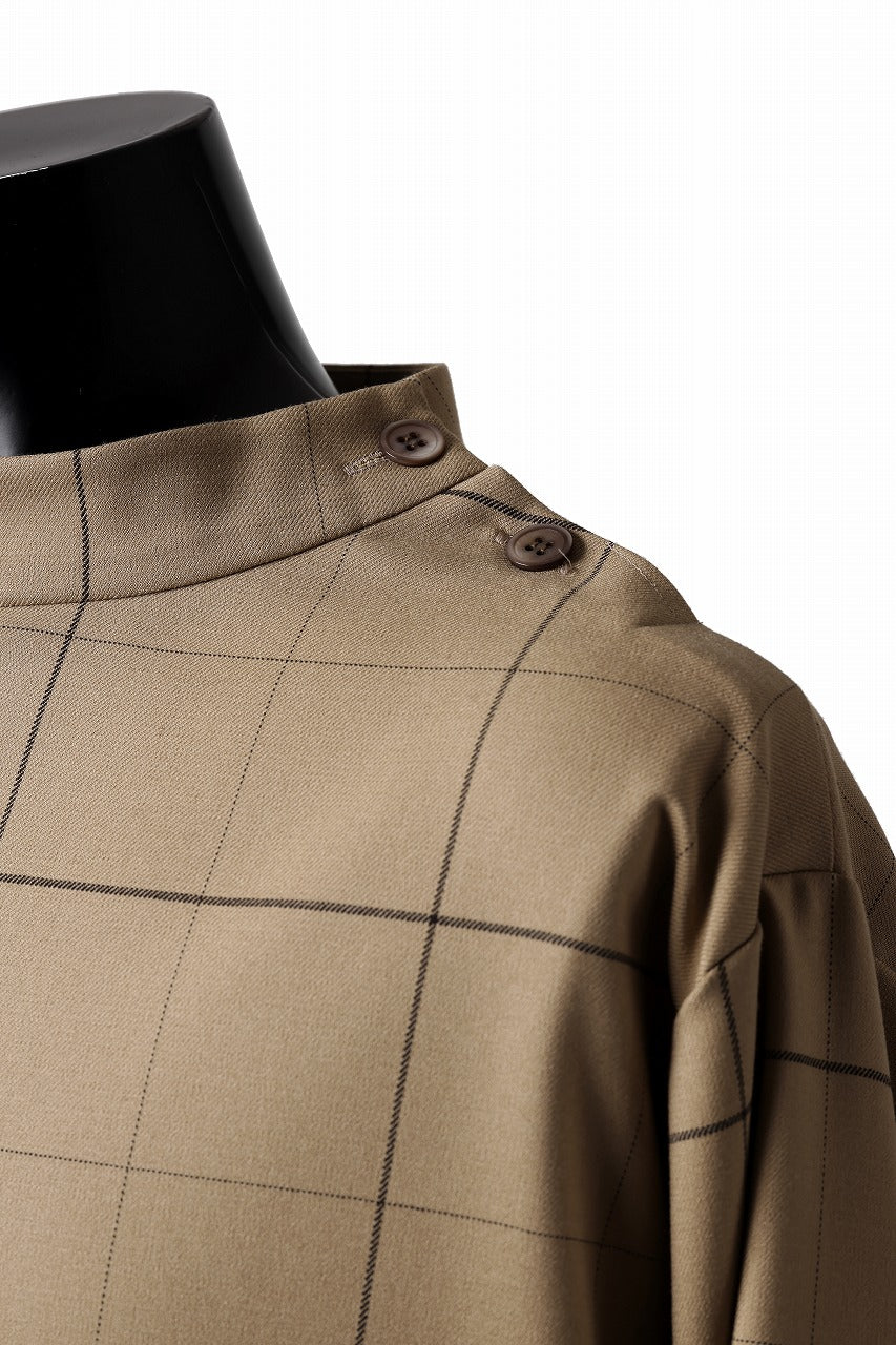 N/07 exclusive MOCK NECK PULLOVER / WINDOWPANE CHECK TR TWILL (BEIGE)