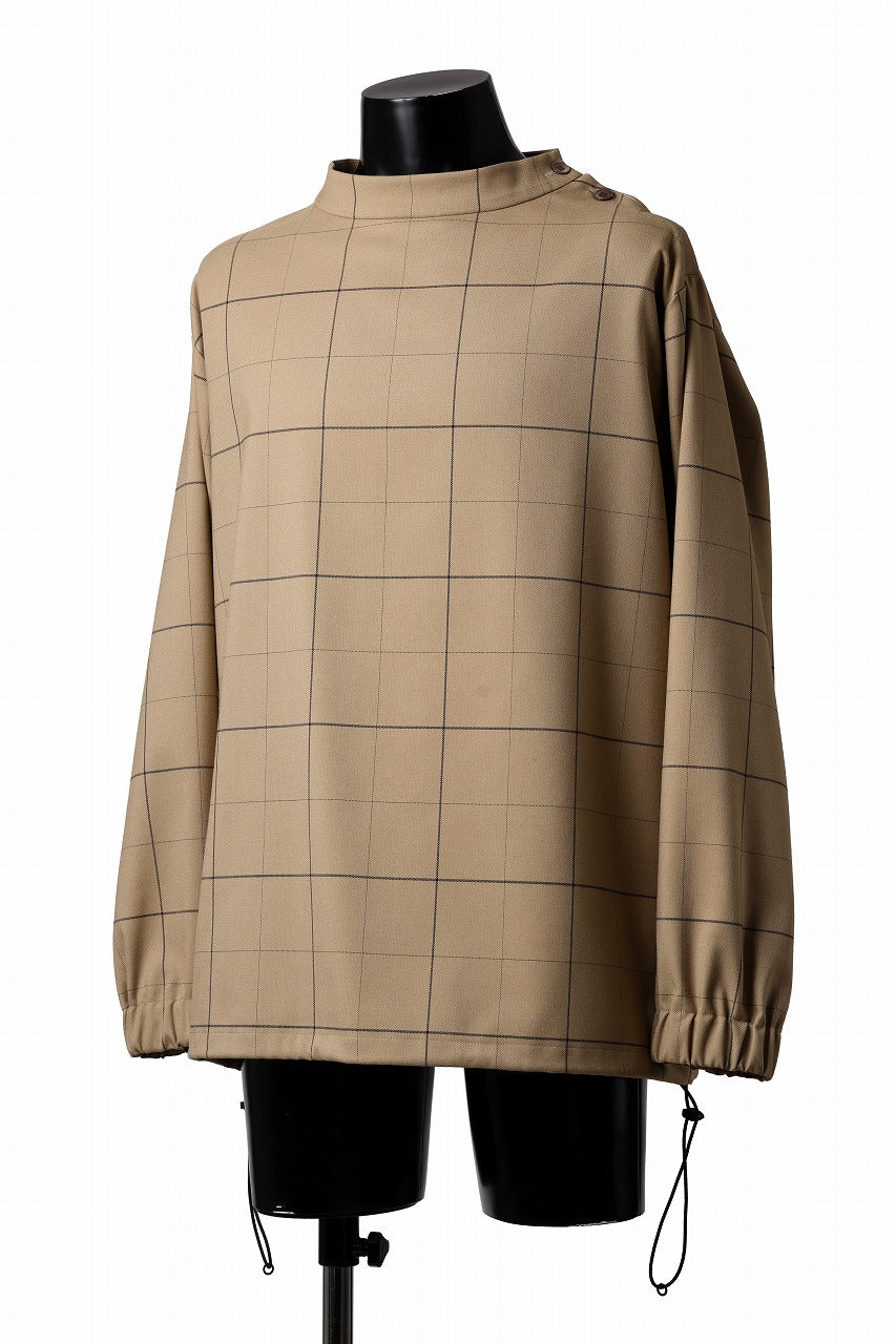 N/07 exclusive MOCK NECK PULLOVER / WINDOWPANE CHECK TR TWILL (BEIGE)