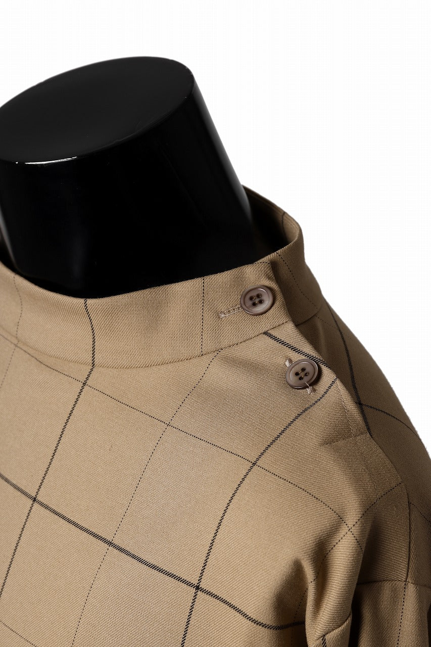 N/07 exclusive MOCK NECK PULLOVER / WINDOWPANE CHECK TR TWILL (BEIGE)