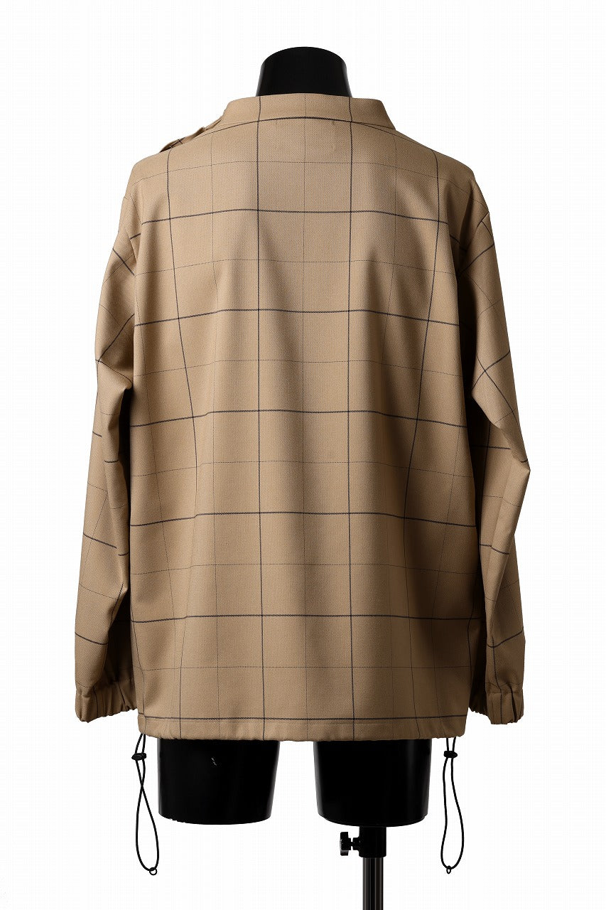 N/07 exclusive MOCK NECK PULLOVER / WINDOWPANE CHECK TR TWILL (BEIGE)