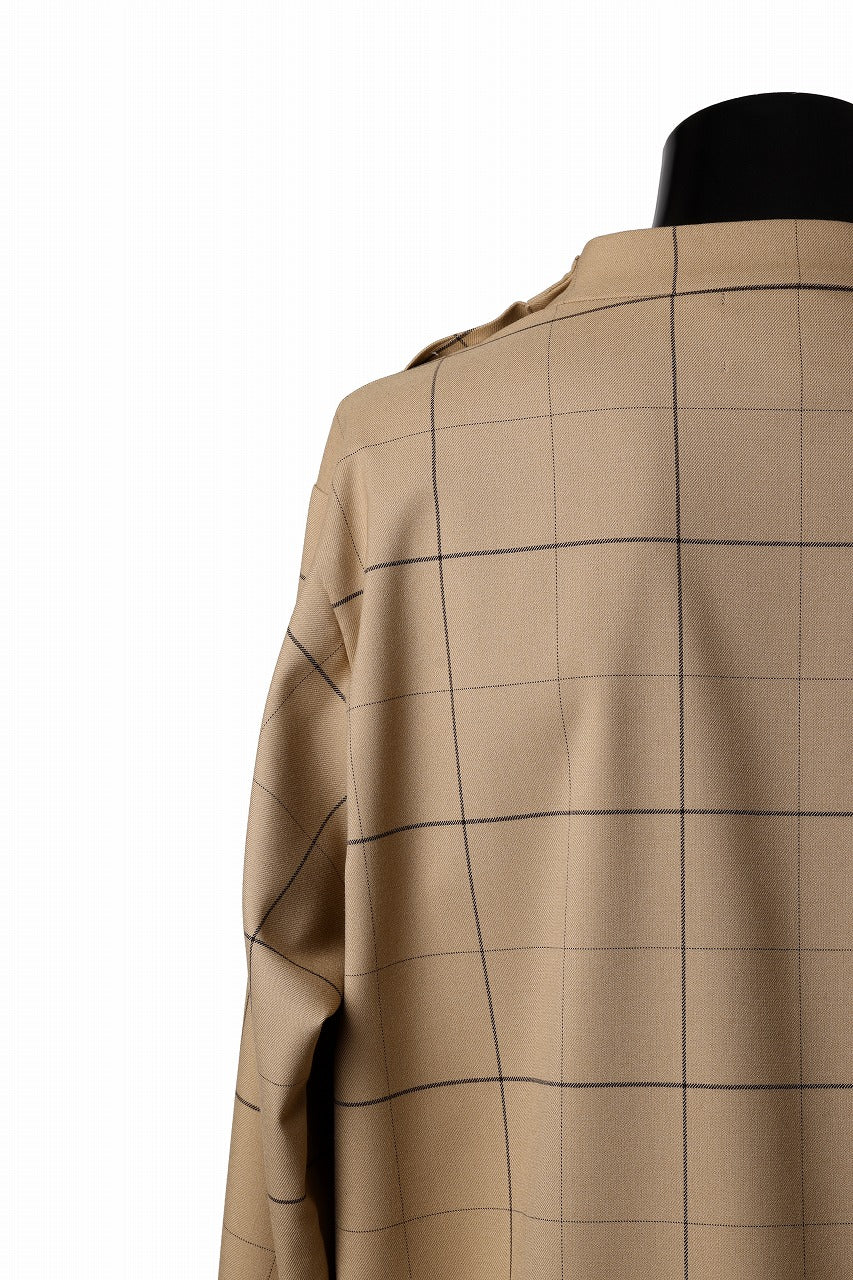 N/07 exclusive MOCK NECK PULLOVER / WINDOWPANE CHECK TR TWILL (BEIGE)