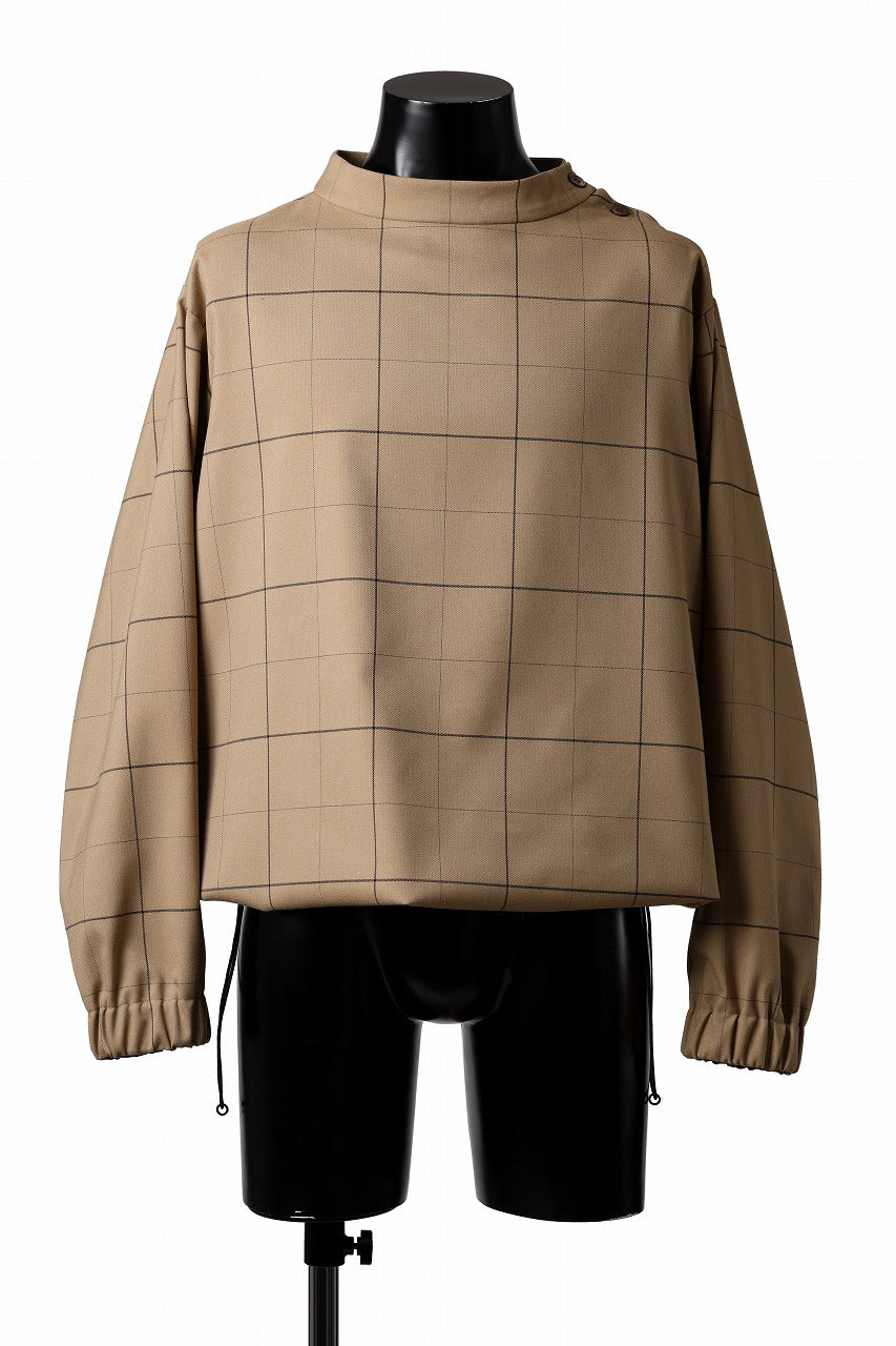 N/07 exclusive MOCK NECK PULLOVER / WINDOWPANE CHECK TR TWILL (BEIGE)