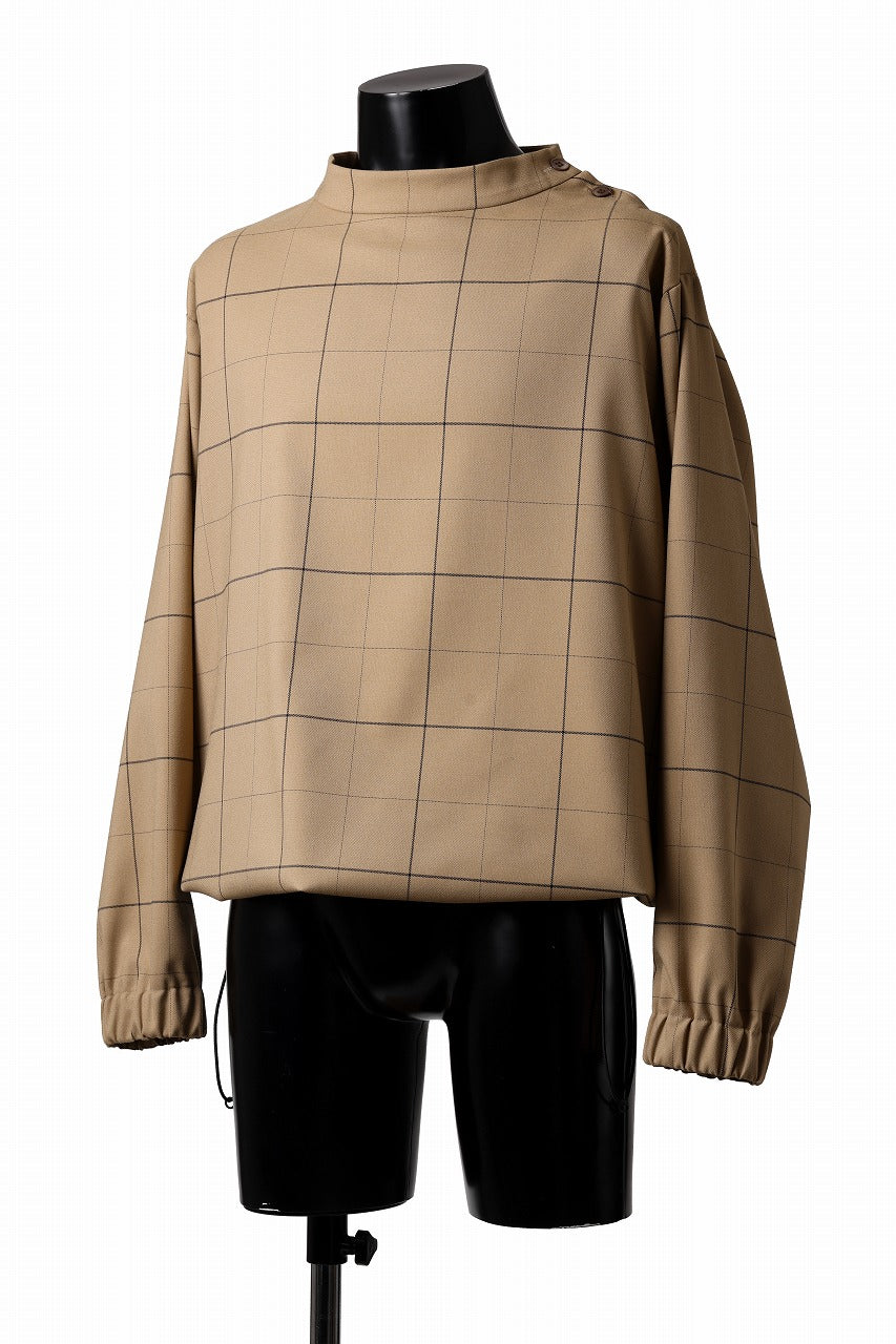 N/07 exclusive MOCK NECK PULLOVER / WINDOWPANE CHECK TR TWILL (BEIGE)