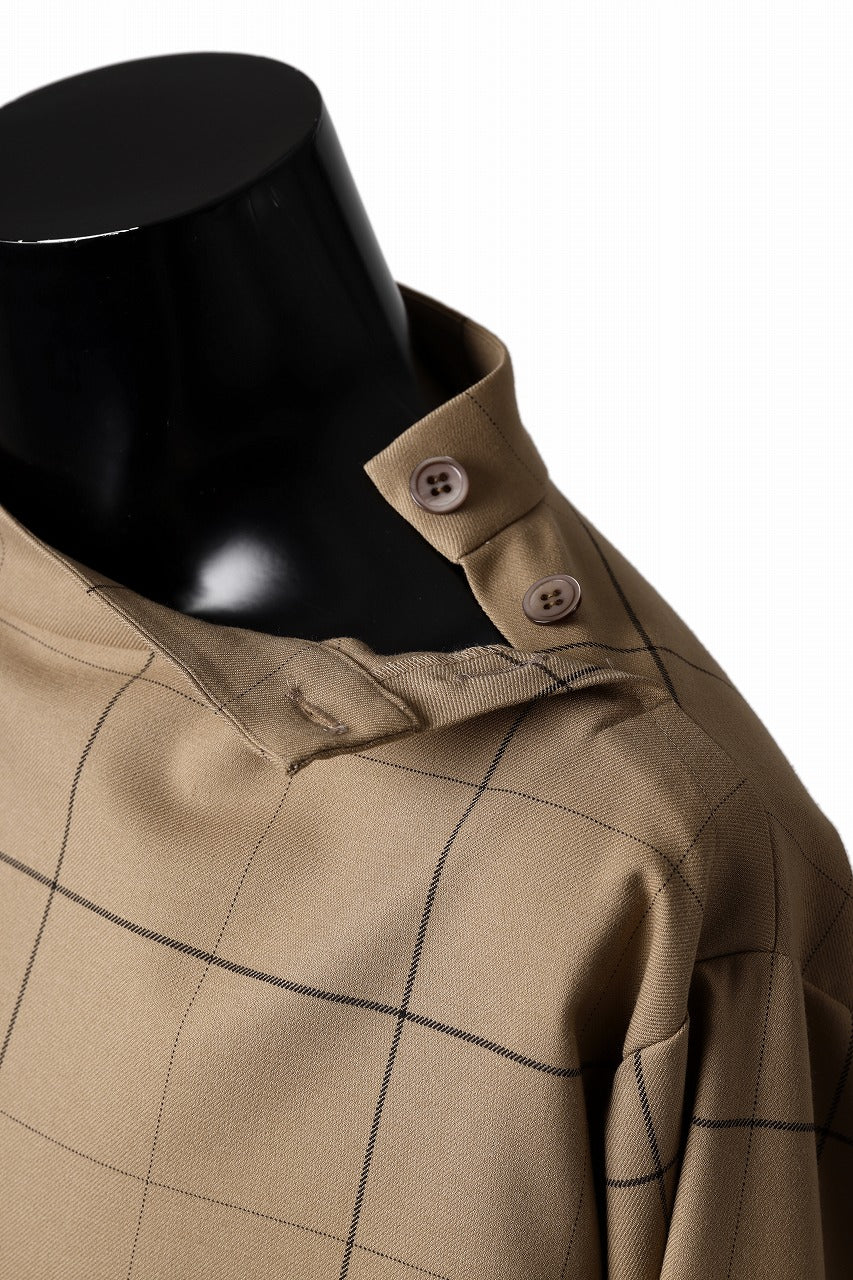 N/07 exclusive MOCK NECK PULLOVER / WINDOWPANE CHECK TR TWILL (BEIGE)