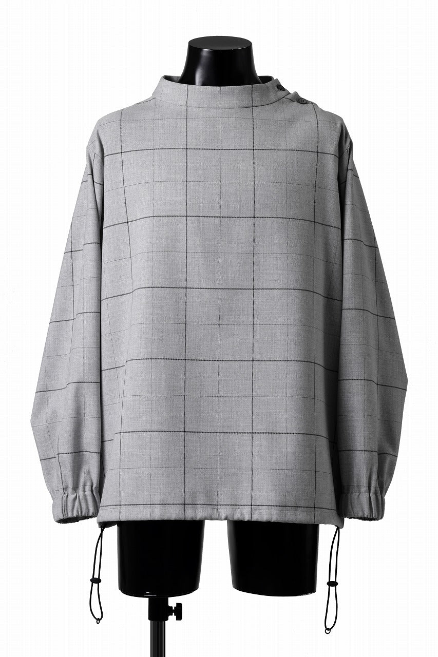 N/07 exclusive MOCK NECK PULLOVER / WINDOWPANE CHECK TR TWILL (GREY)