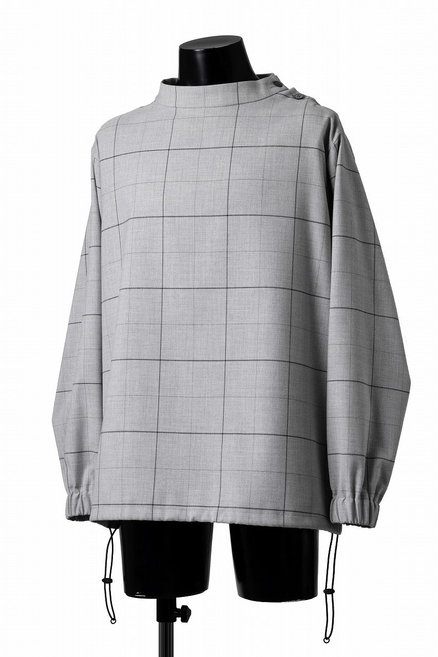 N/07 exclusive MOCK NECK PULLOVER / WINDOWPANE CHECK TR TWILL (GREY)