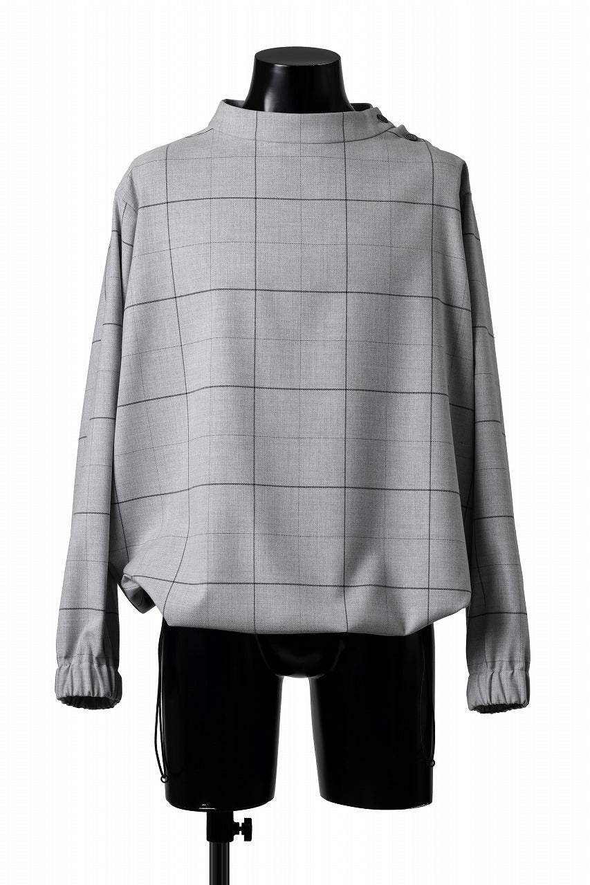 N/07 exclusive MOCK NECK PULLOVER / WINDOWPANE CHECK TR TWILL (GREY)