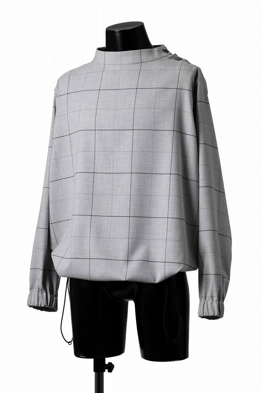 N/07 exclusive MOCK NECK PULLOVER / WINDOWPANE CHECK TR TWILL (GREY)