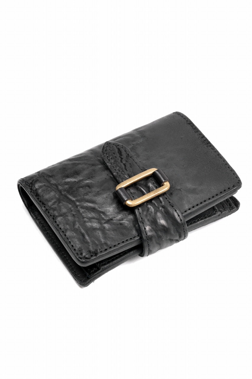 ierib Folded Wallet / Waxed Horse Butt Leather (BLACK #B)
