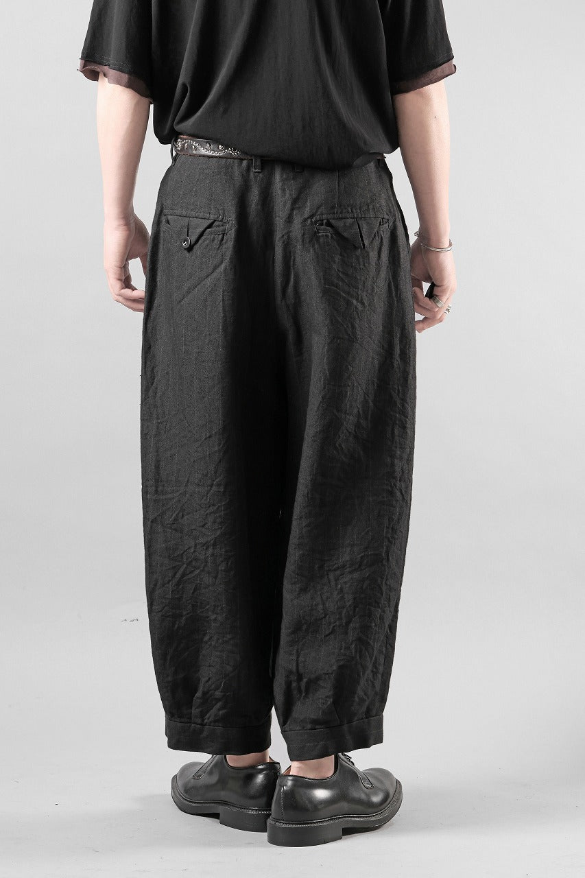 Load image into Gallery viewer, KLASICA "GOSSE" BALLOON TUCKED TROUSERS / OBSCURE STRIPED 3/3 MINI HBT (MID NIGHT)