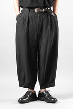 Load image into Gallery viewer, KLASICA "GOSSE" BALLOON TUCKED TROUSERS / OBSCURE STRIPED 3/3 MINI HBT (MID NIGHT)