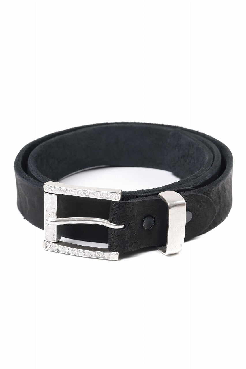 ISAMU KATAYAMA BACKLASH PIN-BELT 35mm / OBJECT DYED DOUBLE SHOULDER LEATHER (BLACK)