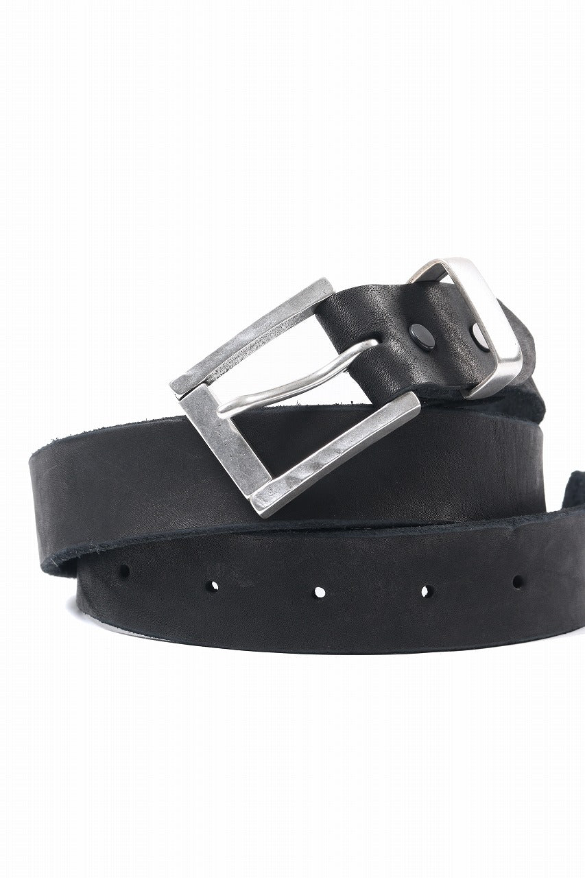 ISAMU KATAYAMA BACKLASH PIN-BELT 35mm / OBJECT DYED DOUBLE SHOULDER LEATHER (BLACK)