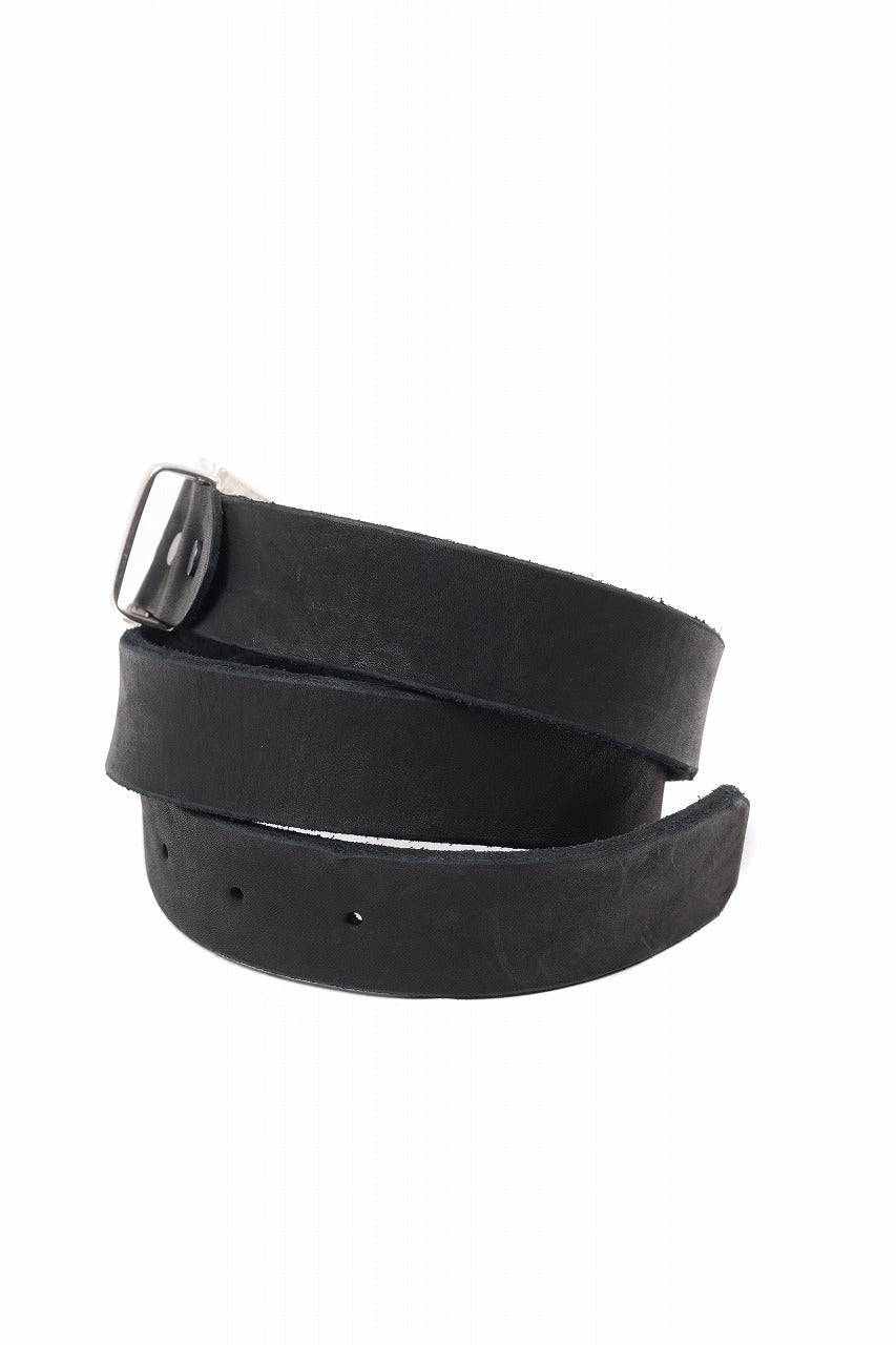 ISAMU KATAYAMA BACKLASH PIN-BELT 35mm / OBJECT DYED DOUBLE SHOULDER LEATHER (BLACK)