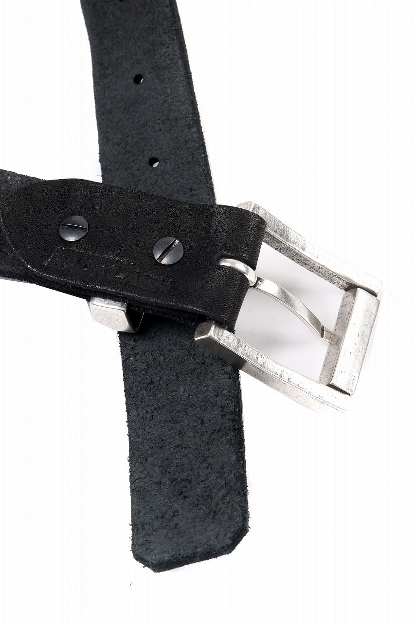 ISAMU KATAYAMA BACKLASH PIN-BELT 35mm / OBJECT DYED DOUBLE SHOULDER LEATHER (BLACK)