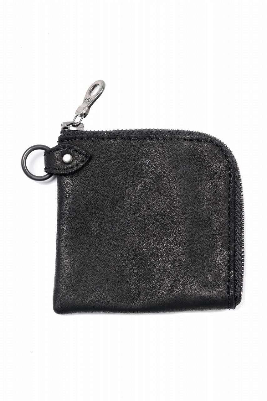 ISAMU KATAYAMA BACKLASH COIN PURSE / OBJECT DYED JP DOUBLE SHOULDER LEATHER (BLACK)