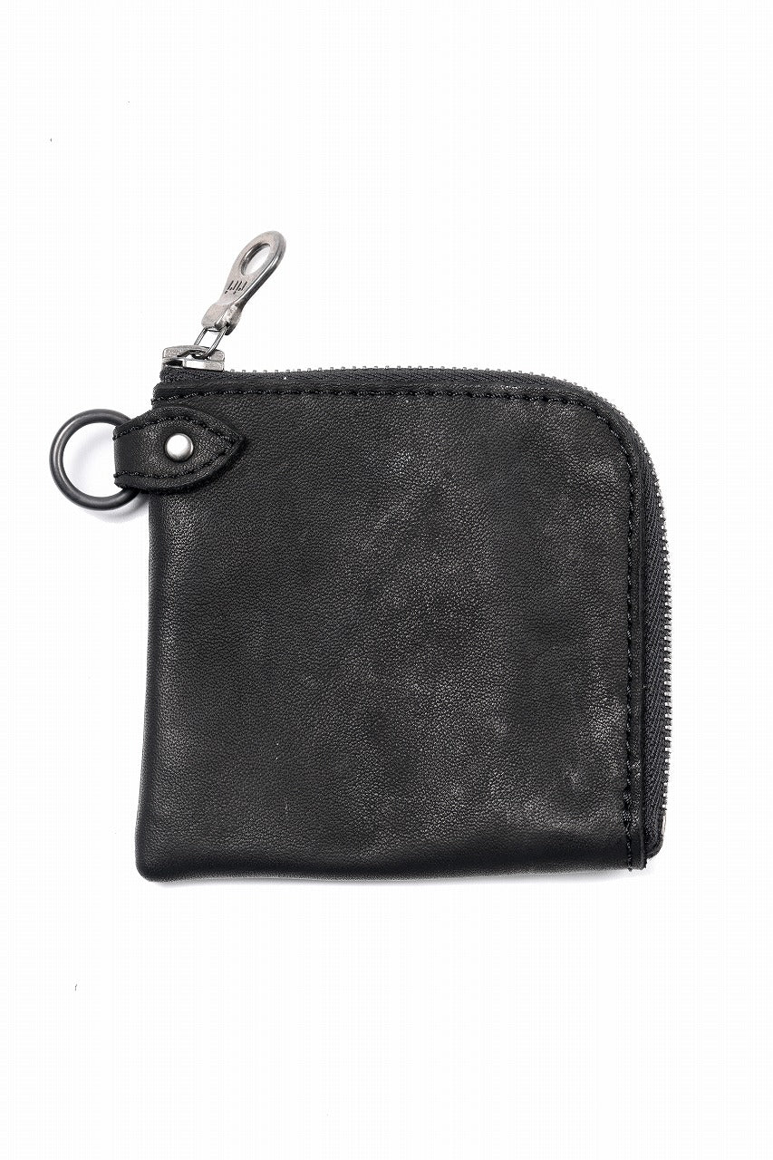 ISAMU KATAYAMA BACKLASH COIN PURSE / OBJECT DYED JP DOUBLE SHOULDER LEATHER (BLACK)