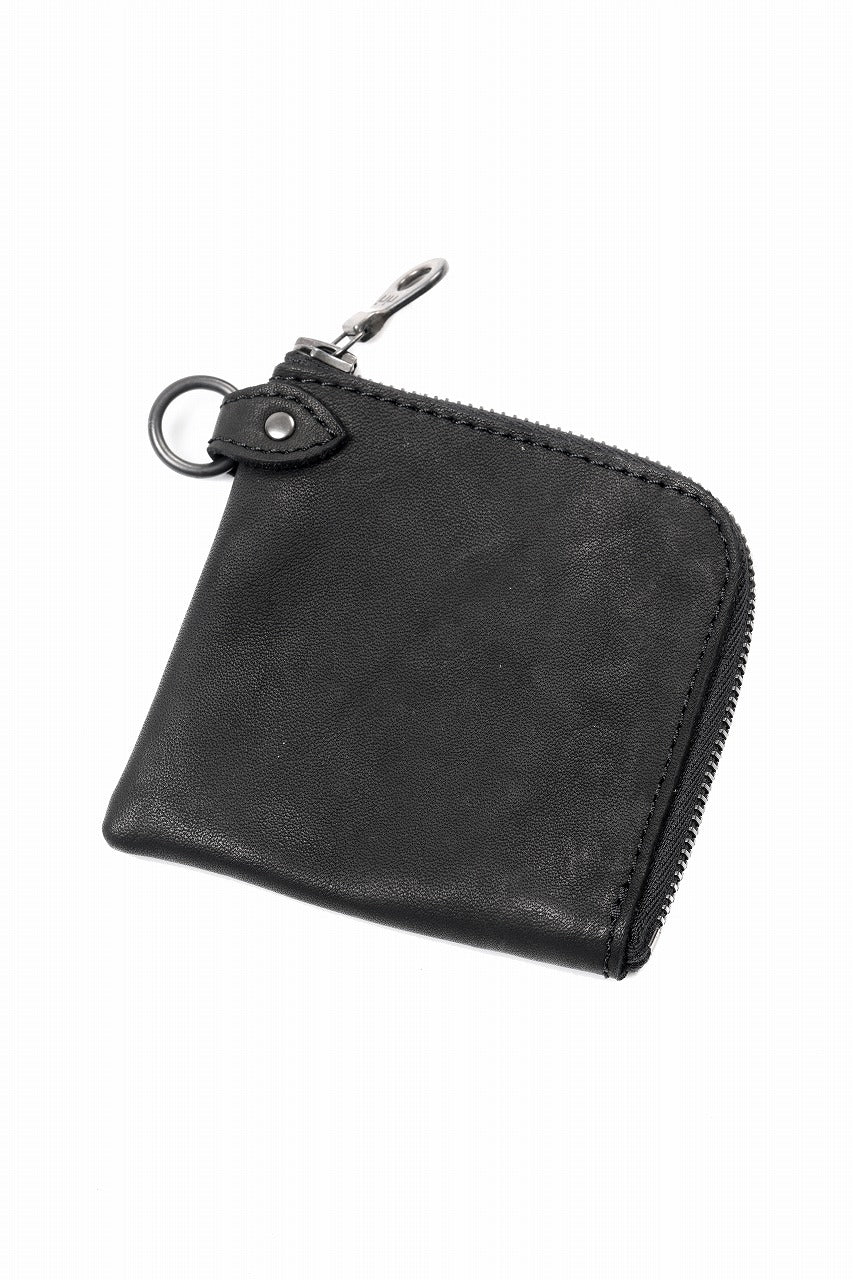 ISAMU KATAYAMA BACKLASH COIN PURSE / OBJECT DYED JP DOUBLE SHOULDER LEATHER (BLACK)