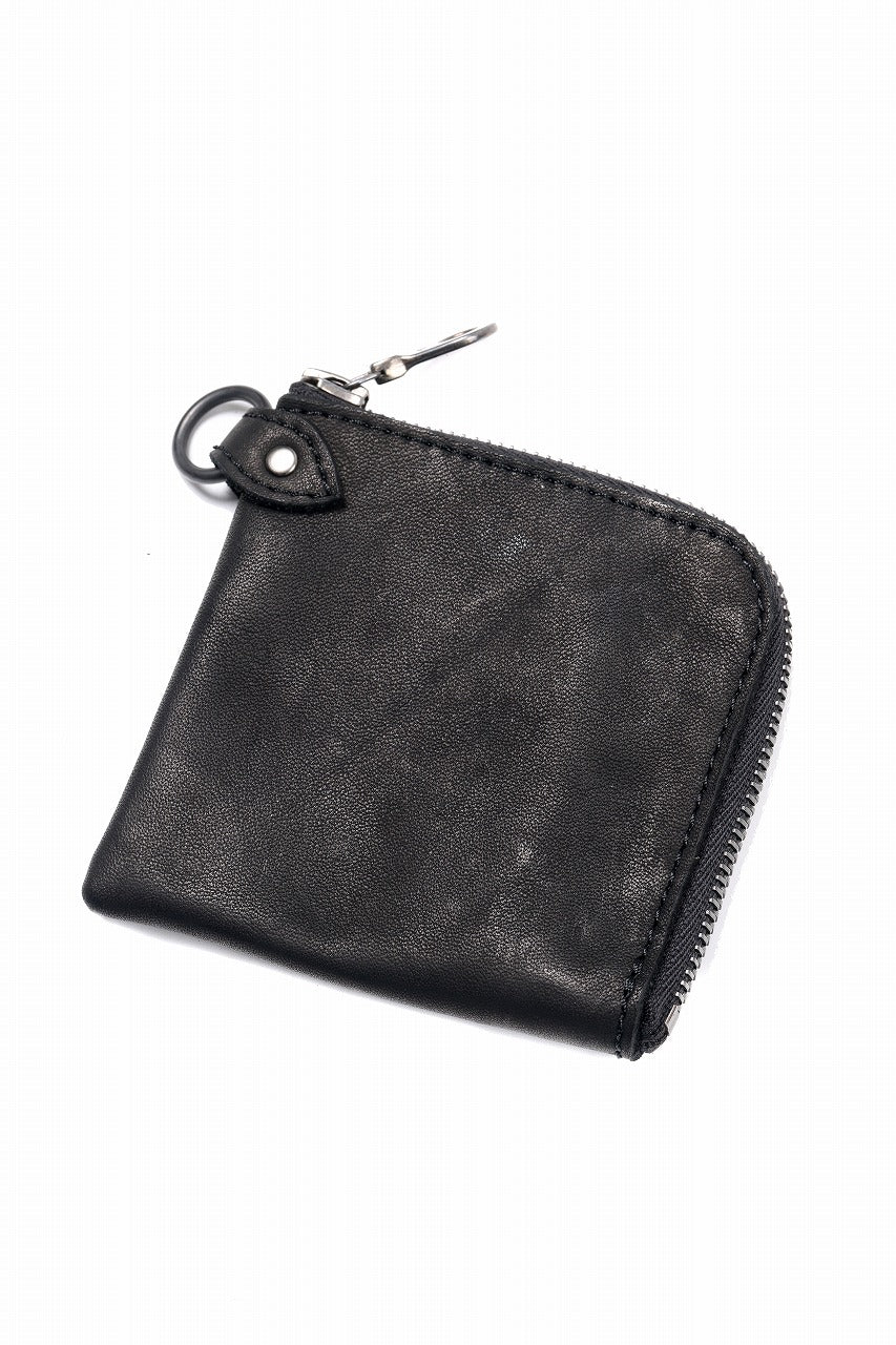 ISAMU KATAYAMA BACKLASH COIN PURSE / OBJECT DYED JP DOUBLE SHOULDER LEATHER (BLACK)