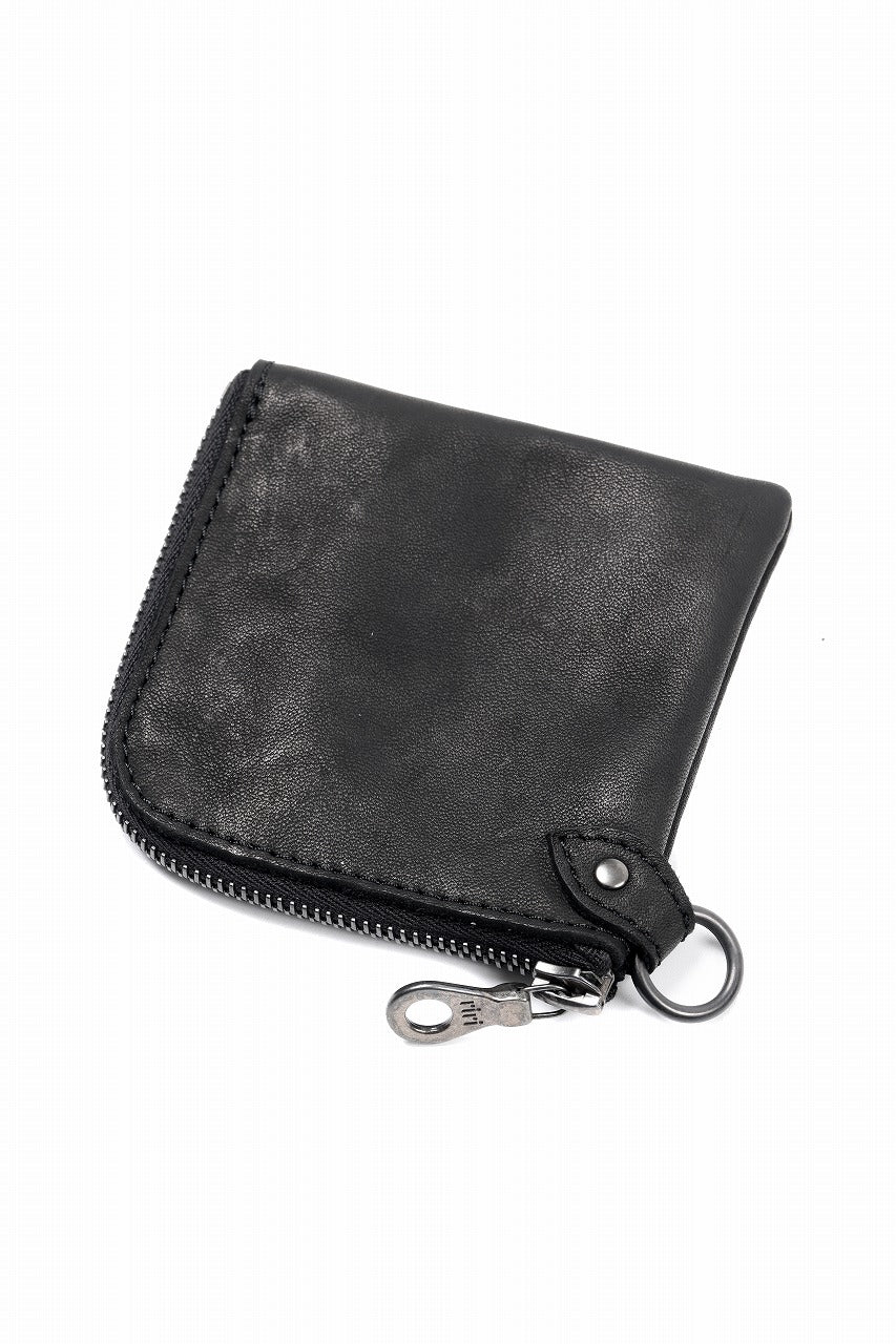 ISAMU KATAYAMA BACKLASH COIN PURSE / OBJECT DYED JP DOUBLE SHOULDER LEATHER (BLACK)