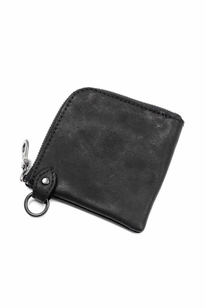 ISAMU KATAYAMA BACKLASH COIN PURSE / OBJECT DYED JP DOUBLE SHOULDER LEATHER (BLACK)