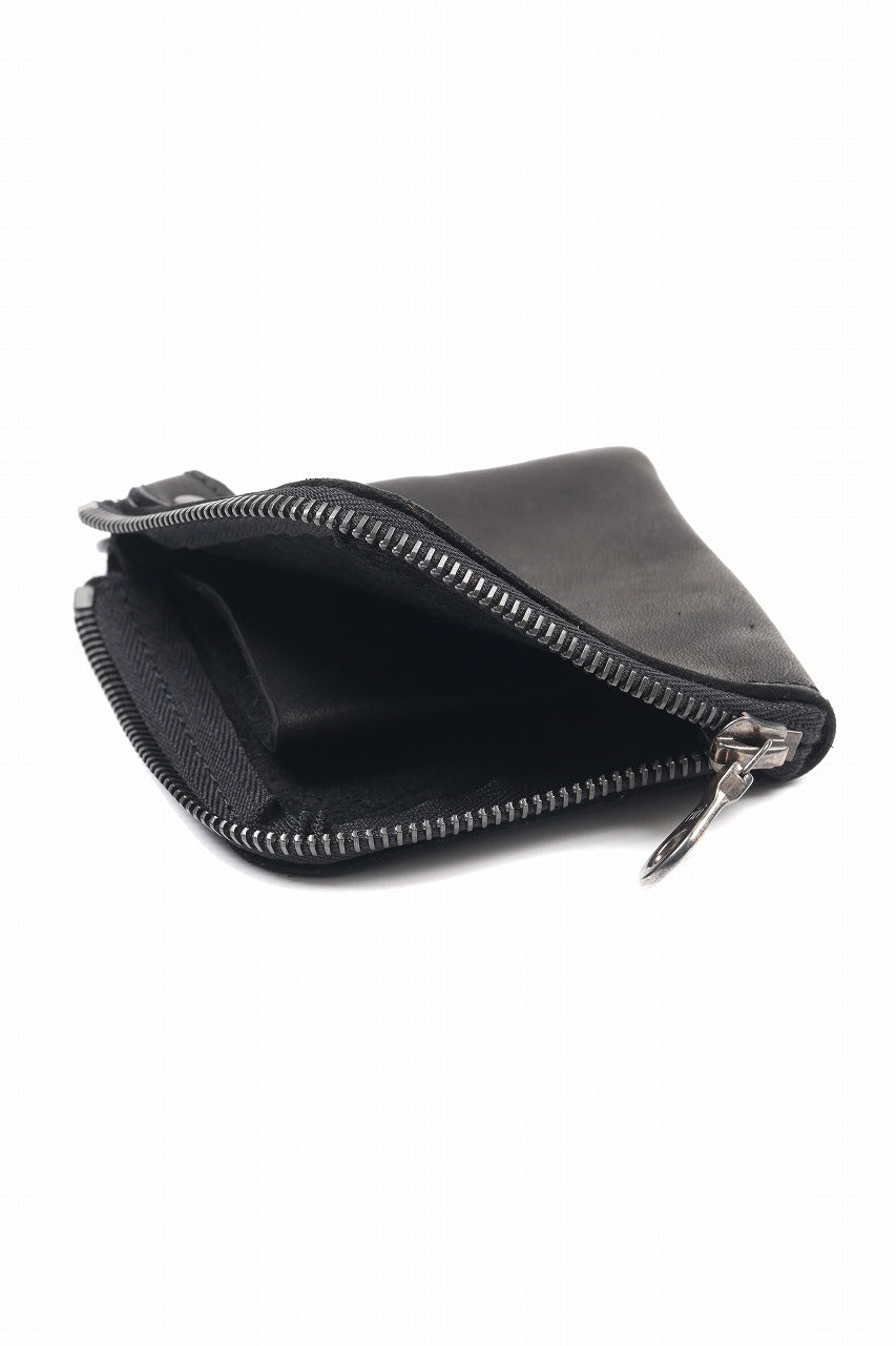 ISAMU KATAYAMA BACKLASH COIN PURSE / OBJECT DYED JP DOUBLE SHOULDER LEATHER (BLACK)