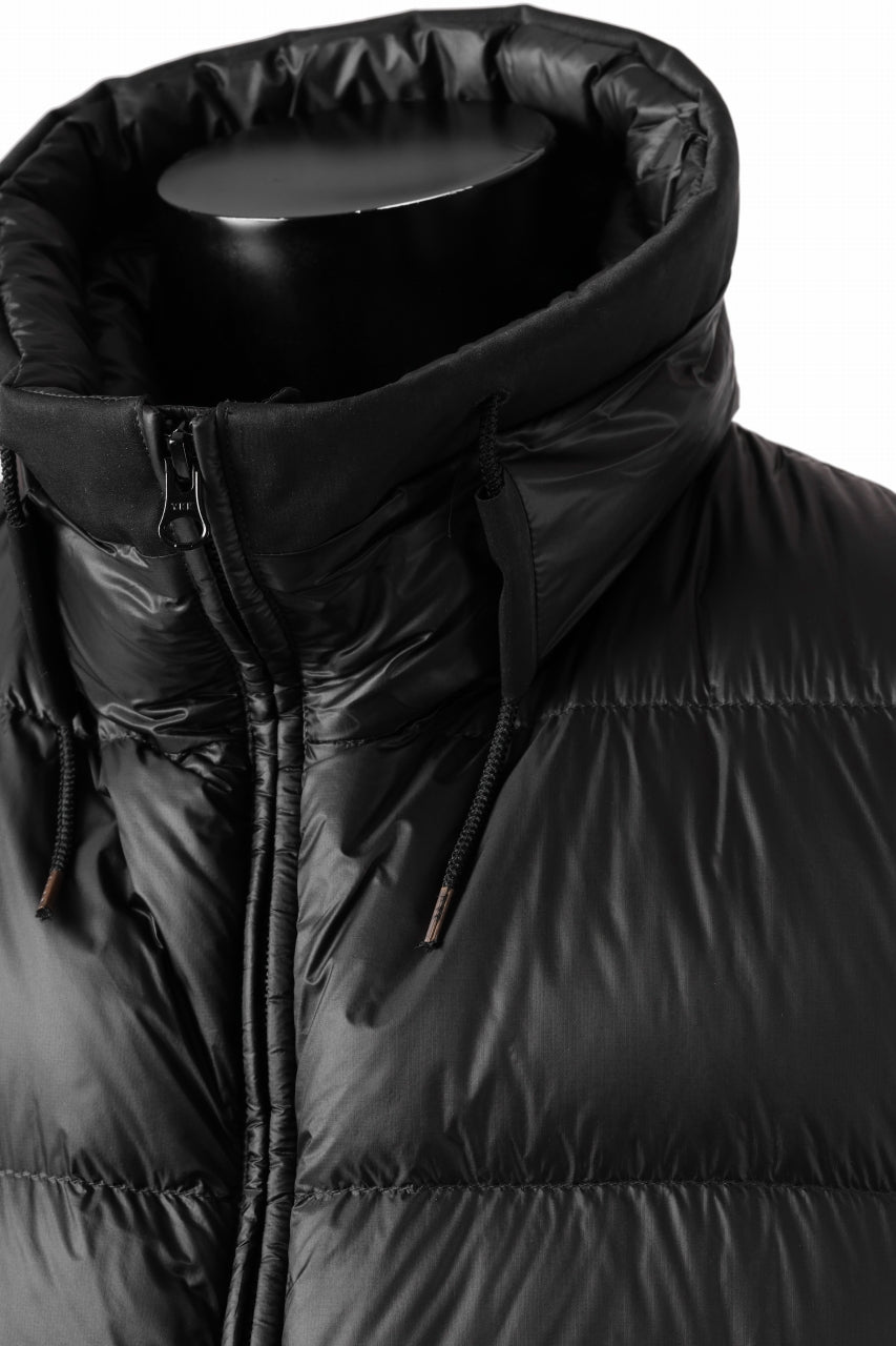 Ten c ASO DOWN VEST / PIECE DYED RIPSTOP 10 DEN + OJJ 11oz (BLACK)