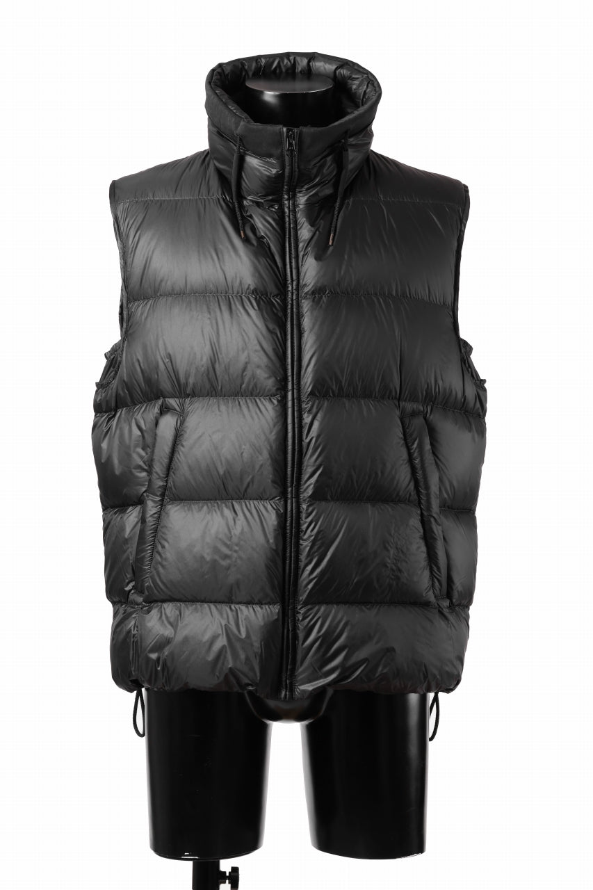 Ten c ASO DOWN VEST / PIECE DYED RIPSTOP 10 DEN + OJJ 11oz (BLACK)