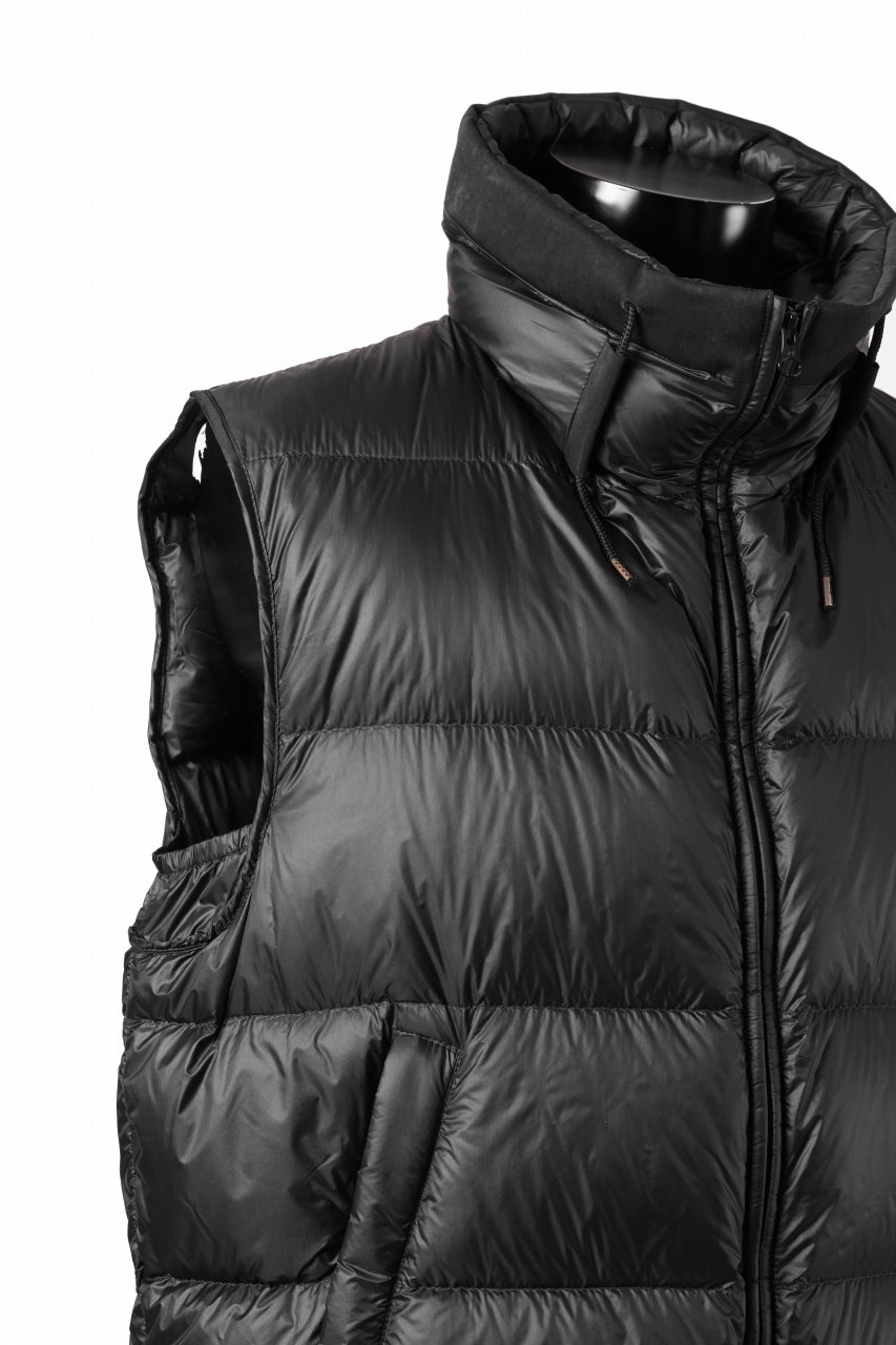 Ten c ASO DOWN VEST / PIECE DYED RIPSTOP 10 DEN + OJJ 11oz (BLACK)