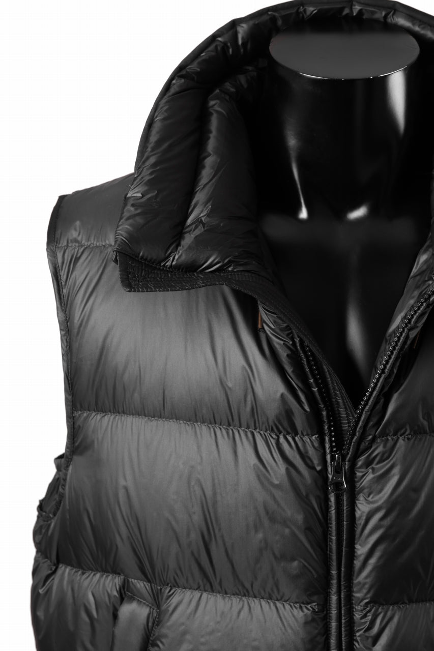 Ten c ASO DOWN VEST / PIECE DYED RIPSTOP 10 DEN + OJJ 11oz (BLACK)