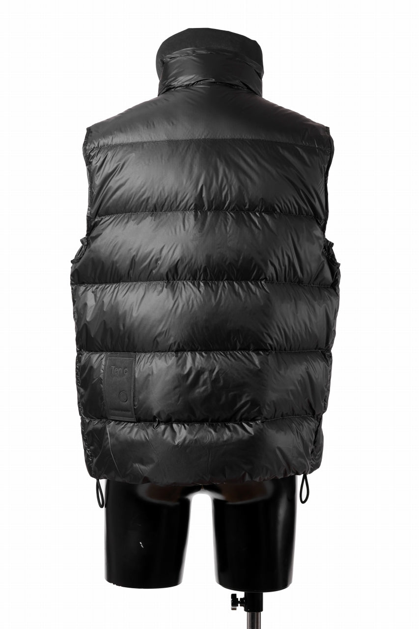 Ten c ASO DOWN VEST / PIECE DYED RIPSTOP 10 DEN + OJJ 11oz (BLACK)