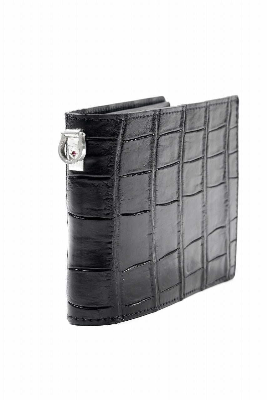 Load image into Gallery viewer, ISAMU KATAYAMA BACKLASH 2 FOLD WALLET / CROCODILE LEATHER (BLACK)