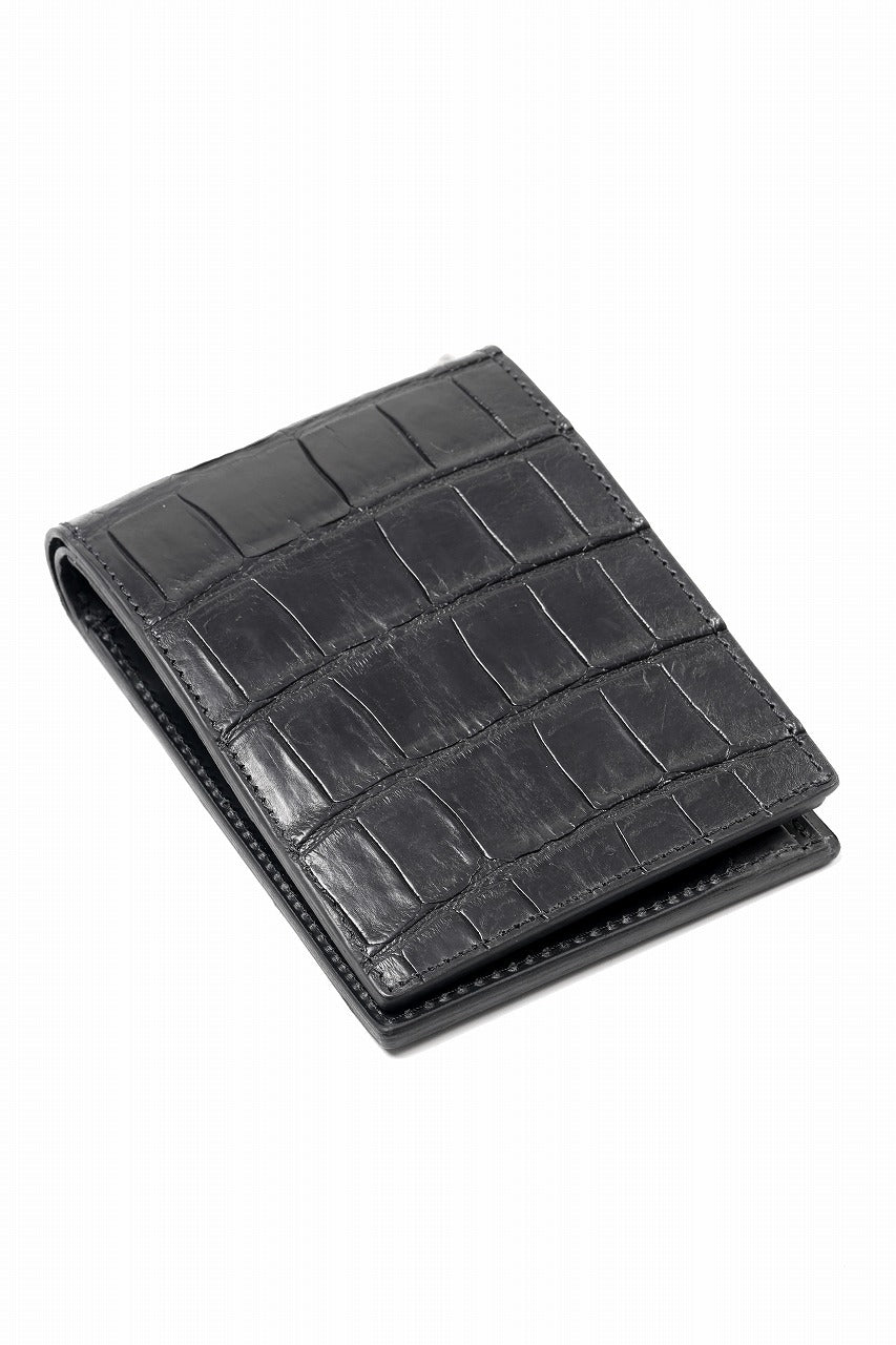 ISAMU KATAYAMA BACKLASH 2 FOLD WALLET / CROCODILE LEATHER (BLACK)