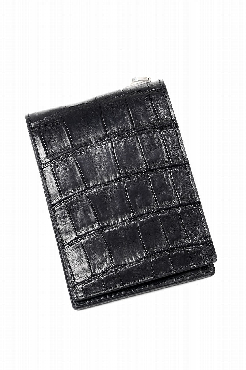 ISAMU KATAYAMA BACKLASH 2 FOLD WALLET / CROCODILE LEATHER (BLACK)