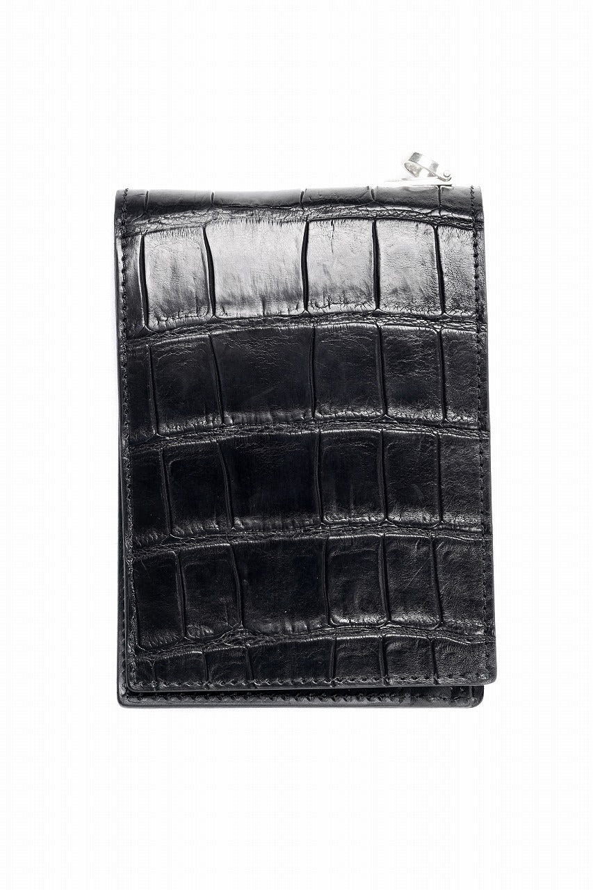 ISAMU KATAYAMA BACKLASH 2 FOLD WALLET / CROCODILE LEATHER (BLACK)