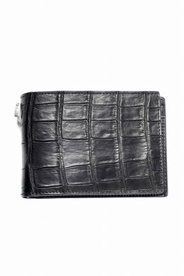 ISAMU KATAYAMA BACKLASH 2 FOLD WALLET / CROCODILE LEATHER (BLACK)