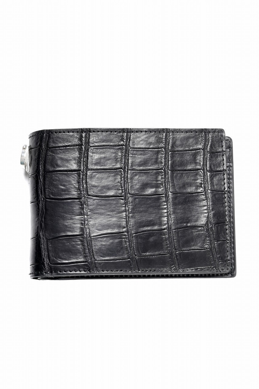 Load image into Gallery viewer, ISAMU KATAYAMA BACKLASH 2 FOLD WALLET / CROCODILE LEATHER (BLACK)