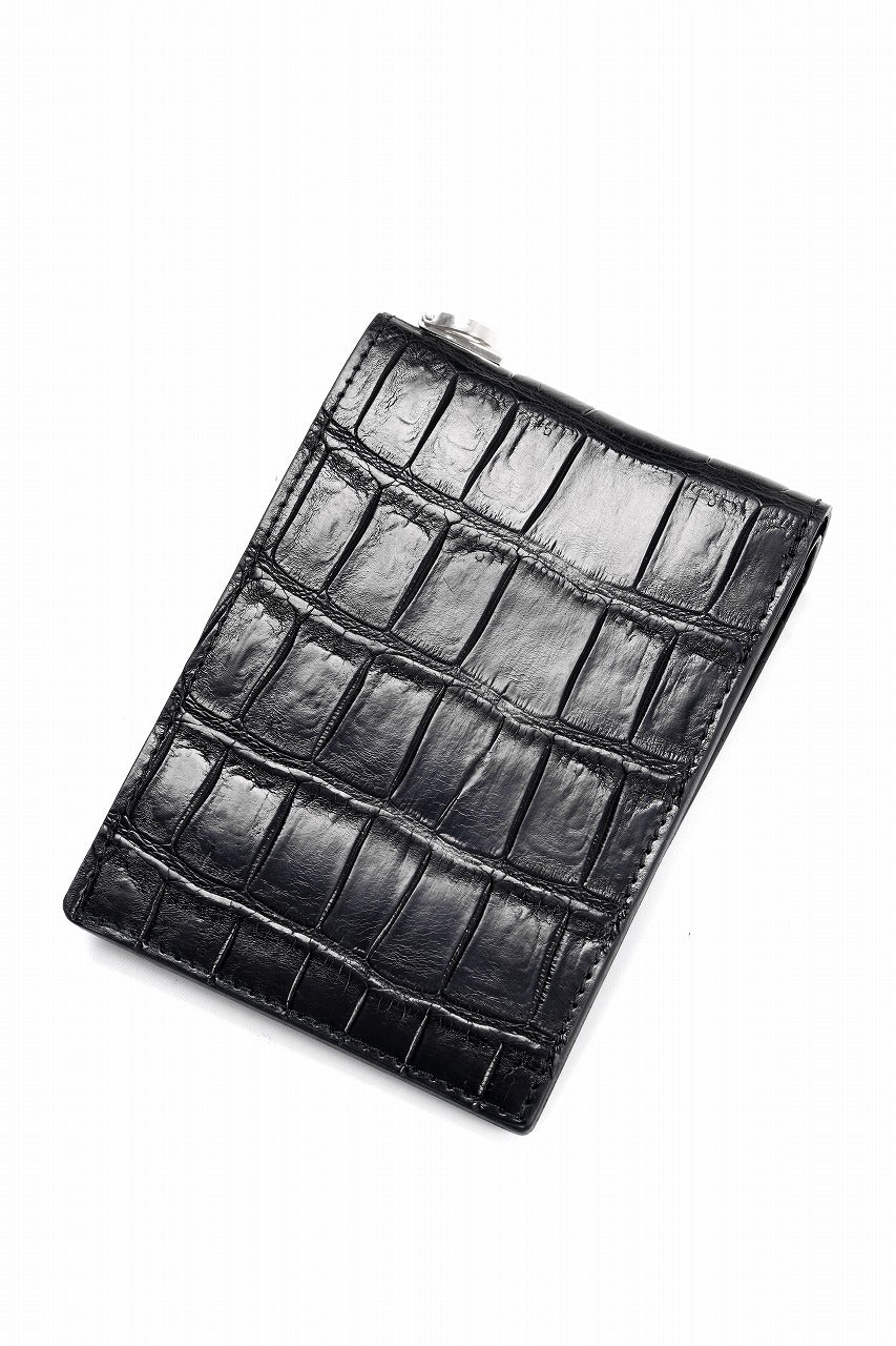 ISAMU KATAYAMA BACKLASH 2 FOLD WALLET / CROCODILE LEATHER (BLACK)