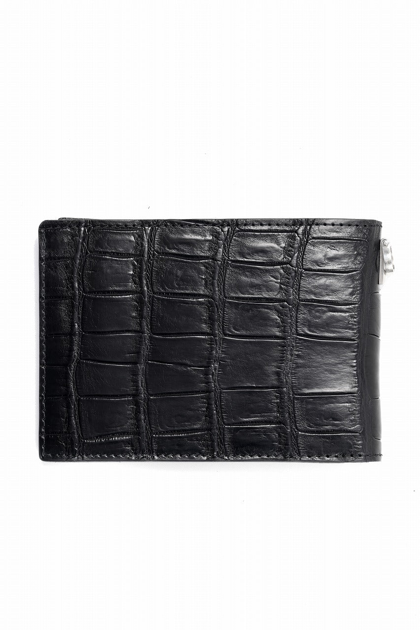 ISAMU KATAYAMA BACKLASH 2 FOLD WALLET / CROCODILE LEATHER (BLACK)