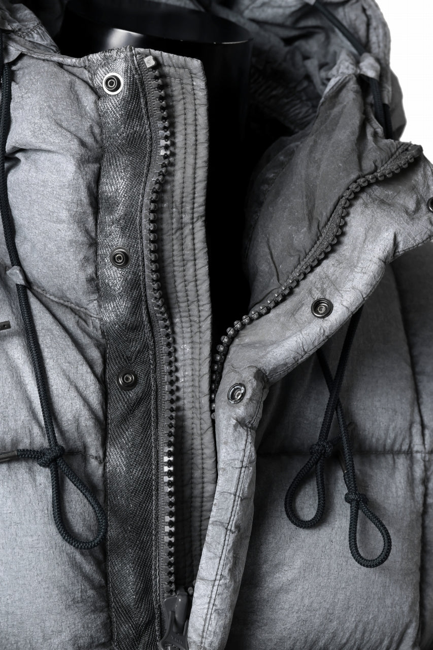 Ten c TEMPEST DOWN JACKET Ⅱ / FROSTED TRANSPARENT POLISHED NYLON (GRAY)