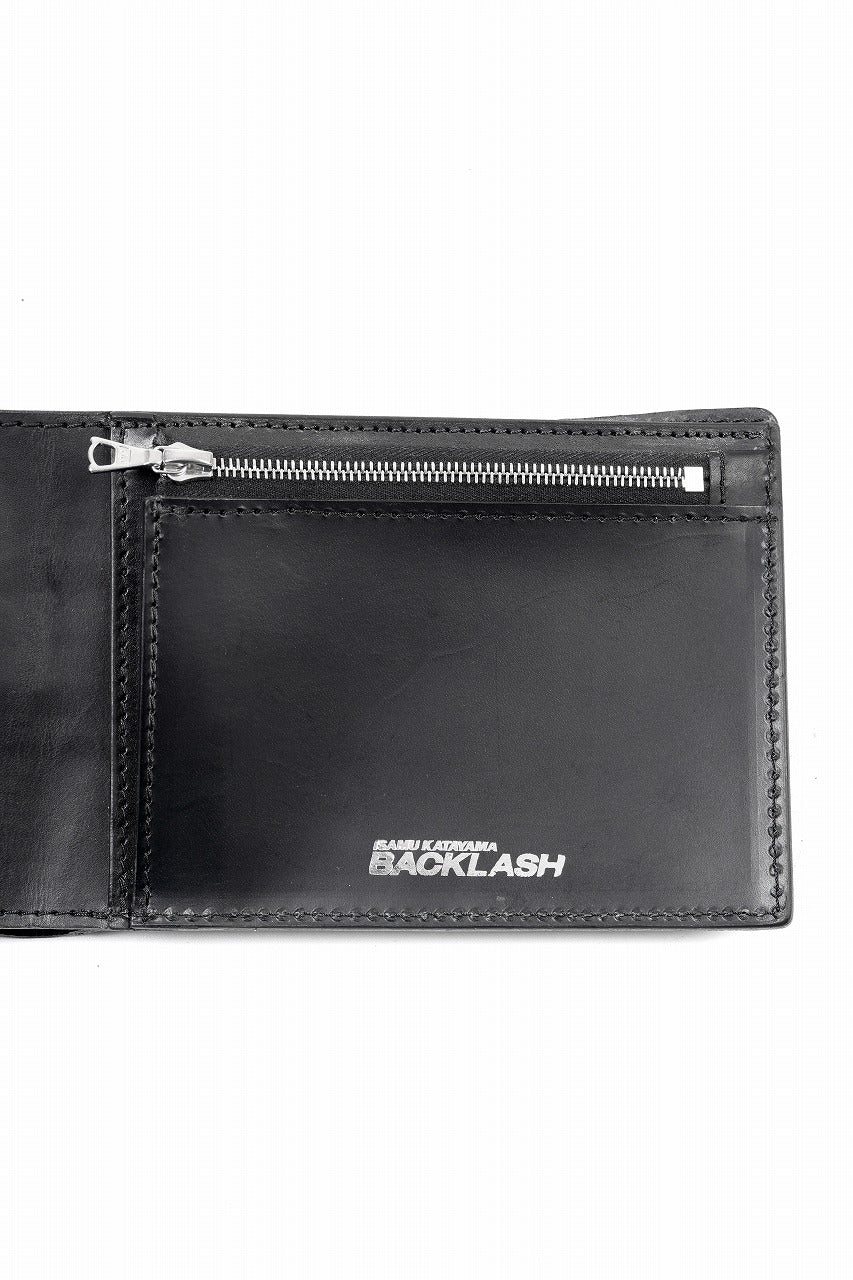 ISAMU KATAYAMA BACKLASH 2 FOLD WALLET / CROCODILE LEATHER (BLACK)