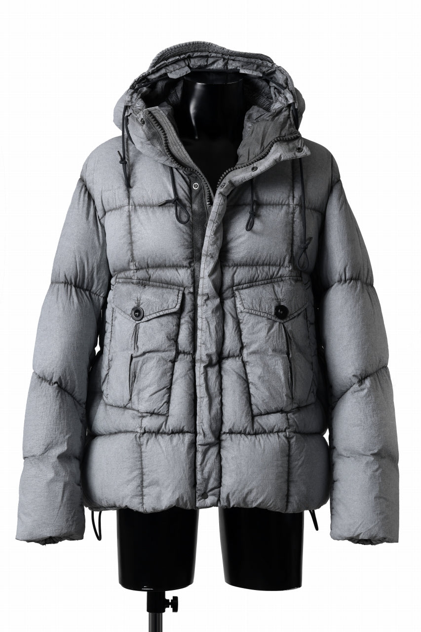 Ten c TEMPEST DOWN JACKET Ⅱ / FROSTED TRANSPARENT POLISHED NYLON (GRAY)