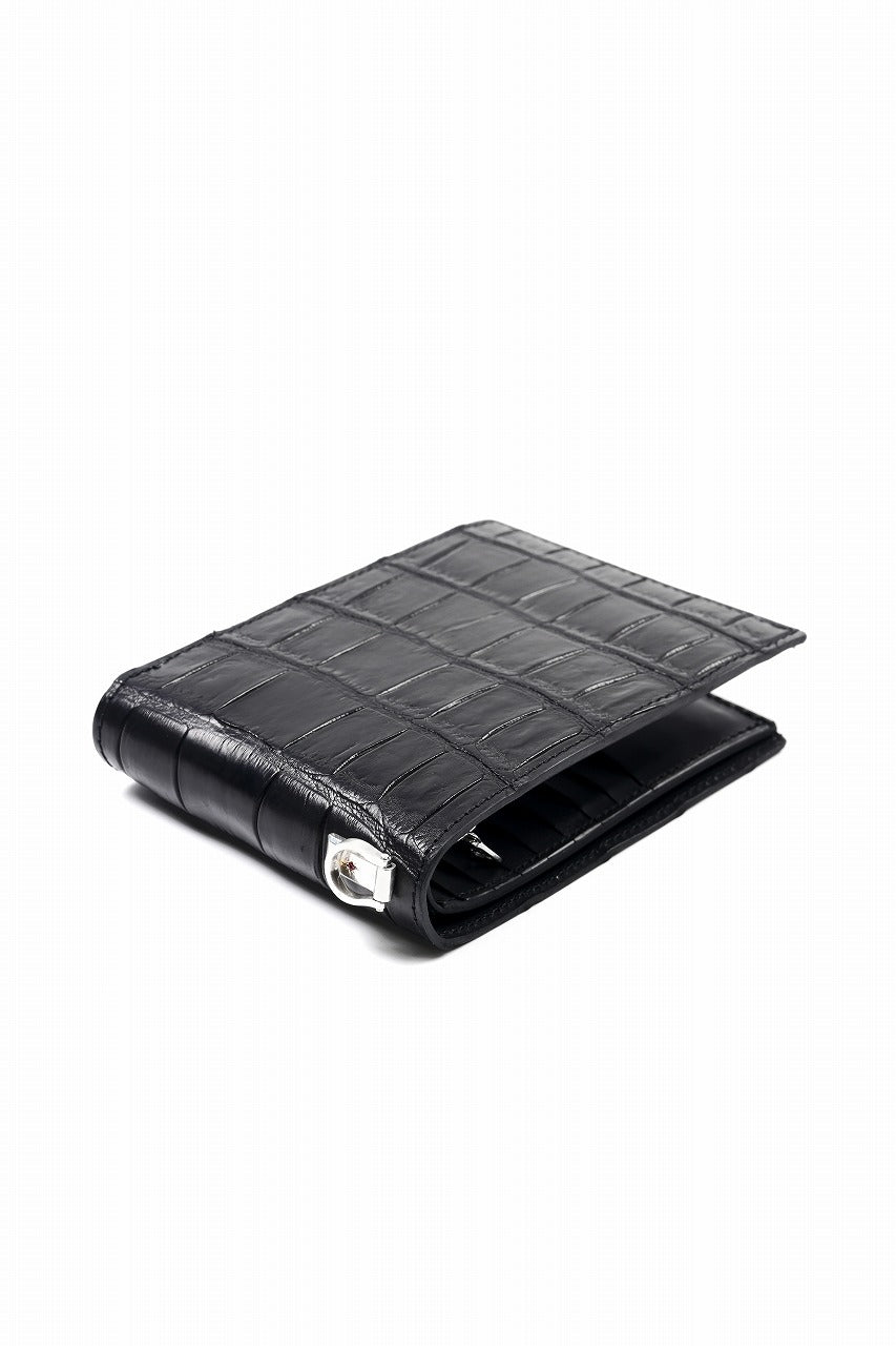 ISAMU KATAYAMA BACKLASH 2 FOLD WALLET / CROCODILE LEATHER (BLACK)