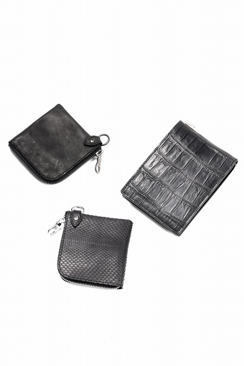 ISAMU KATAYAMA BACKLASH COIN PURSE / PYTHON LEATHER (BLACK)