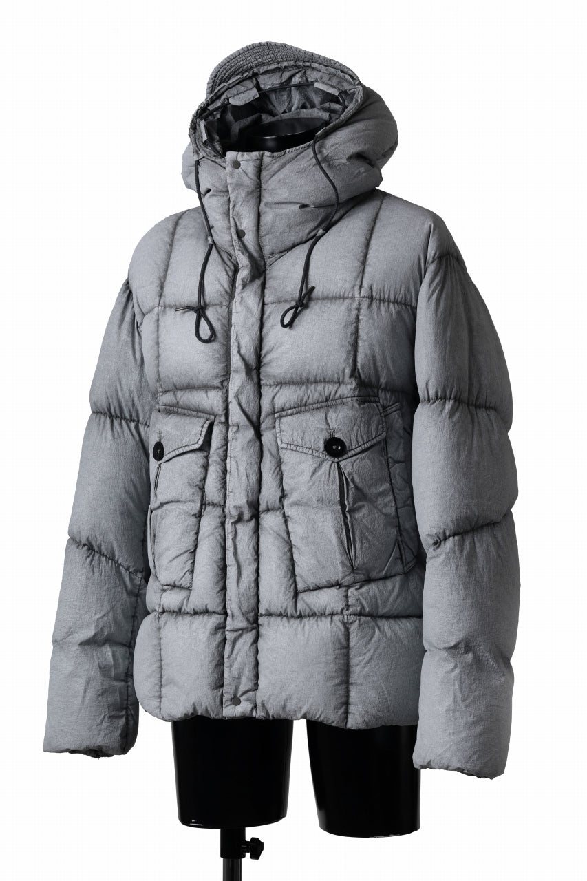 Ten c TEMPEST DOWN JACKET Ⅱ / FROSTED TRANSPARENT POLISHED NYLON (GRAY)