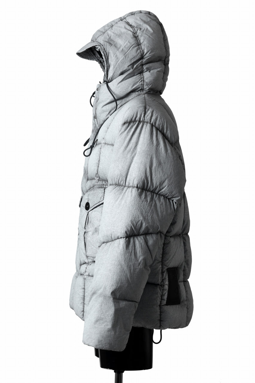 Ten c TEMPEST DOWN JACKET Ⅱ / FROSTED TRANSPARENT POLISHED NYLON (GRAY)