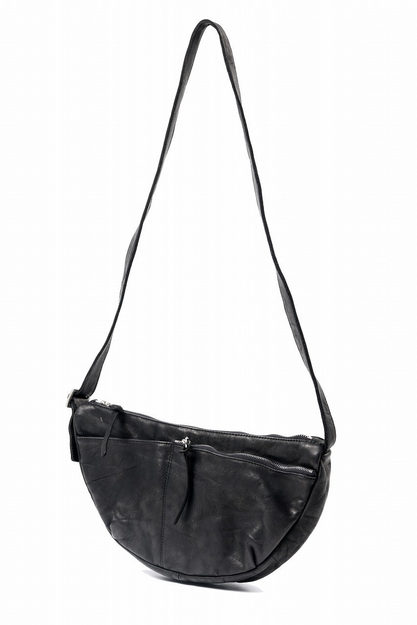 ISAMU KATAYAMA BACKLASH SHOULDER BAG / OBJECT DYED DOUBLE SHOULDER LEATHER (BLACK)