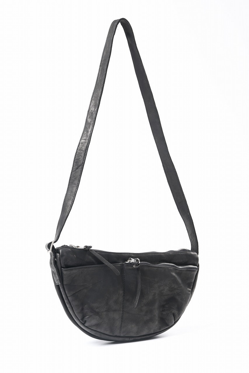 ISAMU KATAYAMA BACKLASH SHOULDER BAG / OBJECT DYED DOUBLE SHOULDER LEATHER (BLACK)