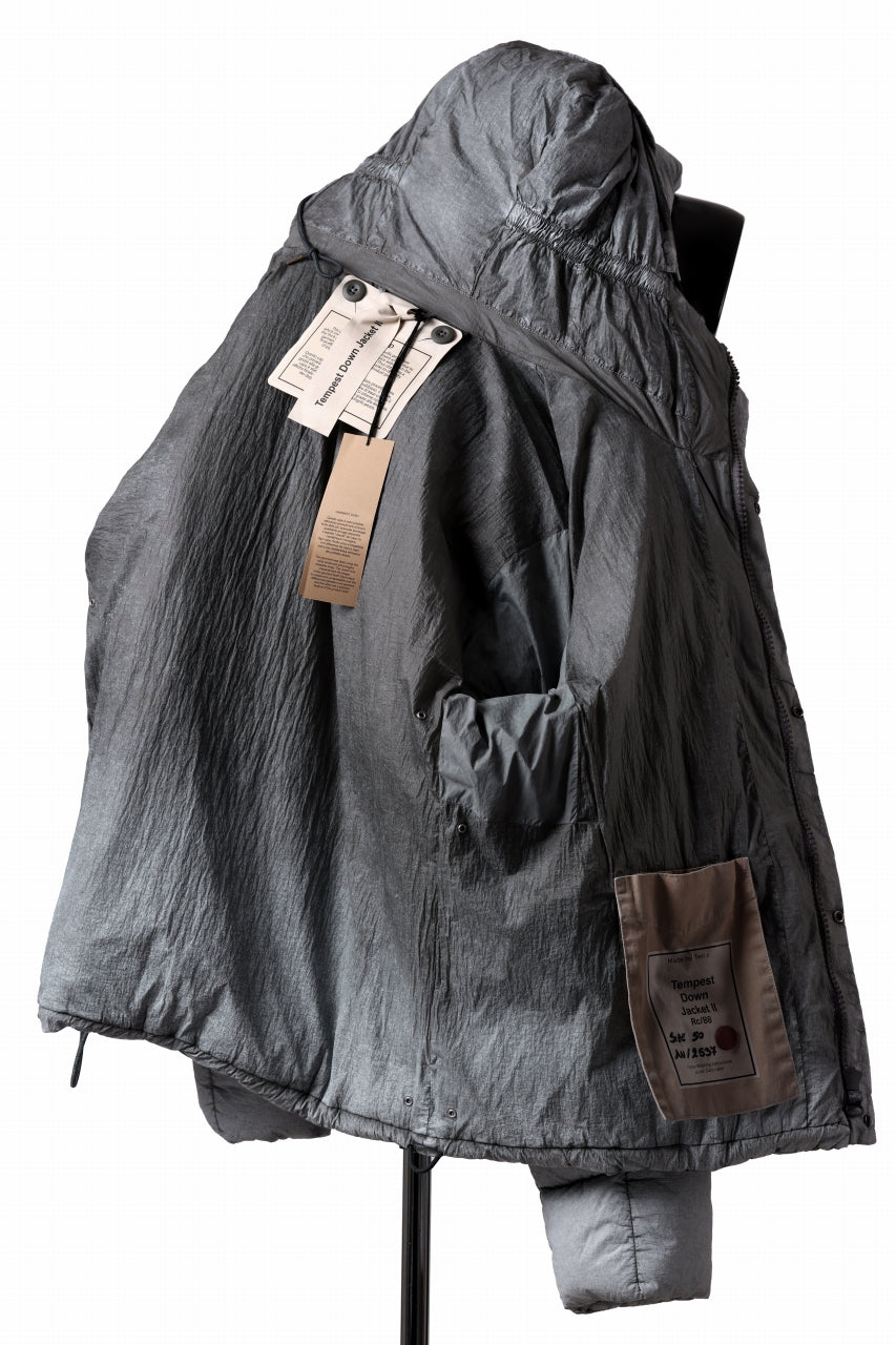 Ten c TEMPEST DOWN JACKET Ⅱ / FROSTED TRANSPARENT POLISHED NYLON (GRAY)